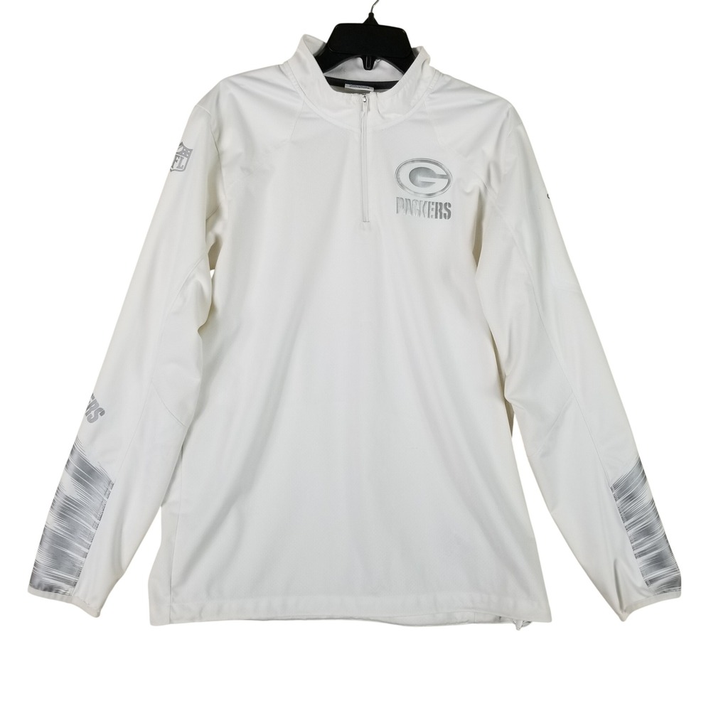 Nike Quarter Zip Pullover Men Medium White Green Bay Packers NFL Onfield Top